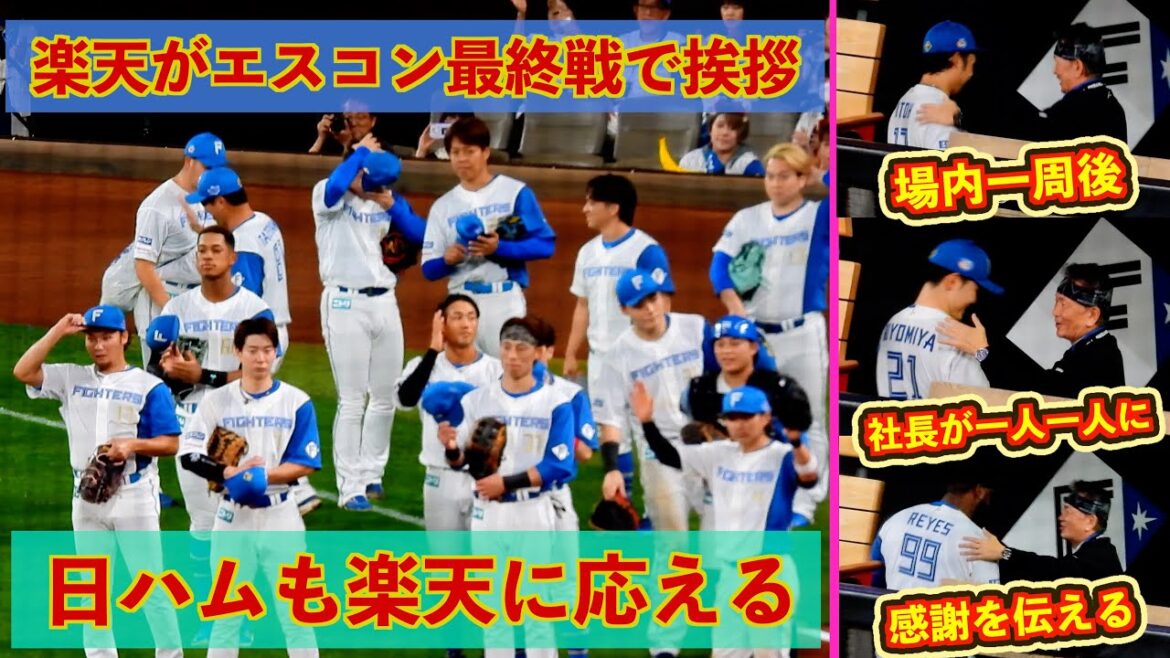 【20240926】８回からのブルペン→９回ブルペン→伊藤大海→楽天エスコン最終戦ご挨拶→社長→場内一周