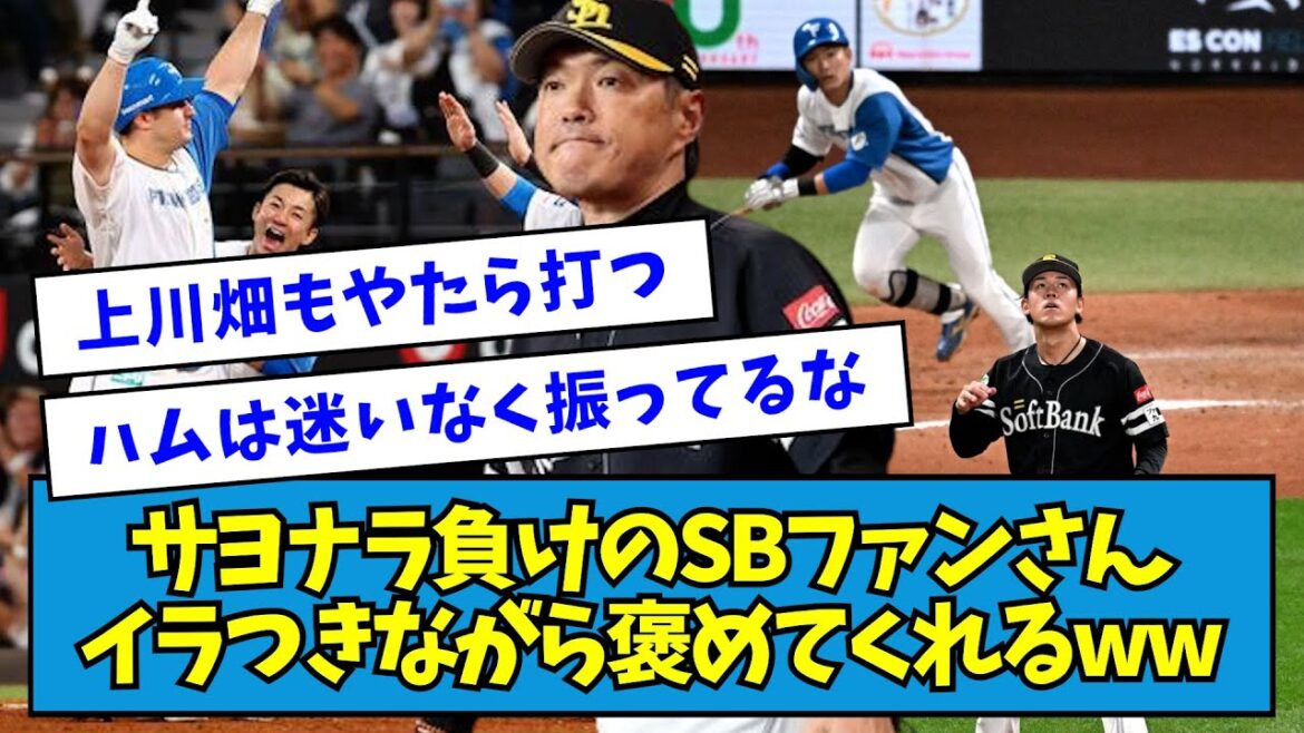 【にっこり】サヨナラ負けのSBファンさん、イラつきながら褒めてくれる【なんJ反応】【なんJ反応】 【にっこり】サヨナラ負けのSBファンさん、イラつきながら褒めてくれる【なんJ反応】【なんJ反応】