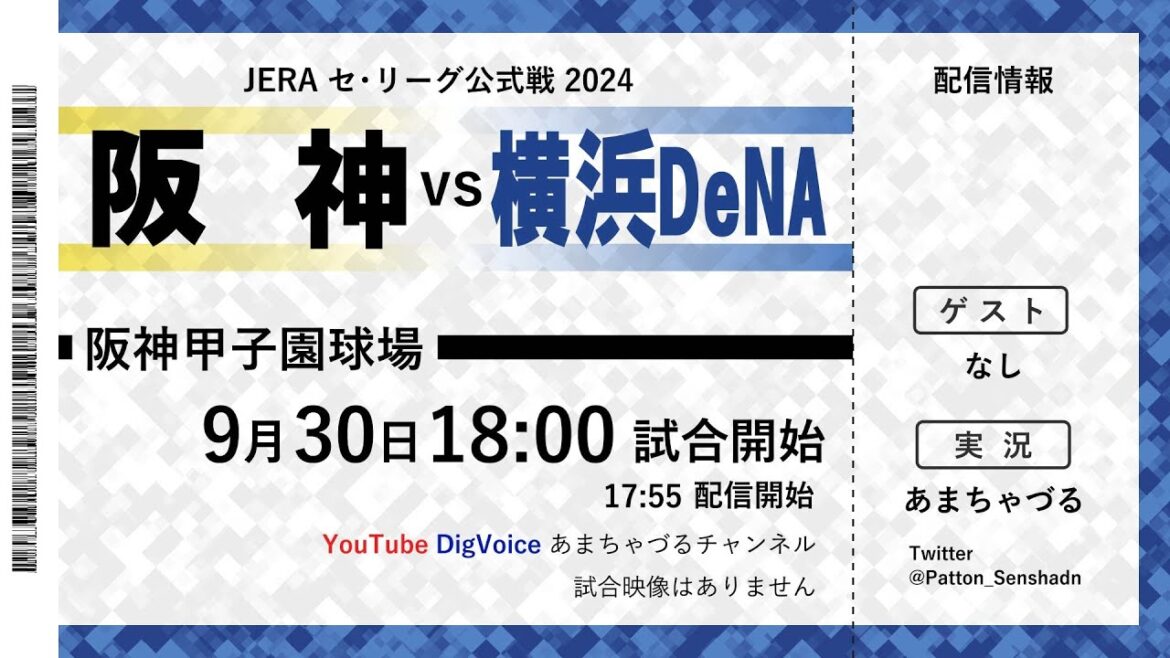 【9/30】阪神 vs 横浜DeNA【ラジオ風実況】