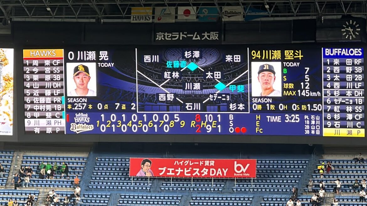2024.9.13　川瀬ｖｓ川瀬　兄弟対決　オリックスvs福岡ソフトバンク　京セラドーム