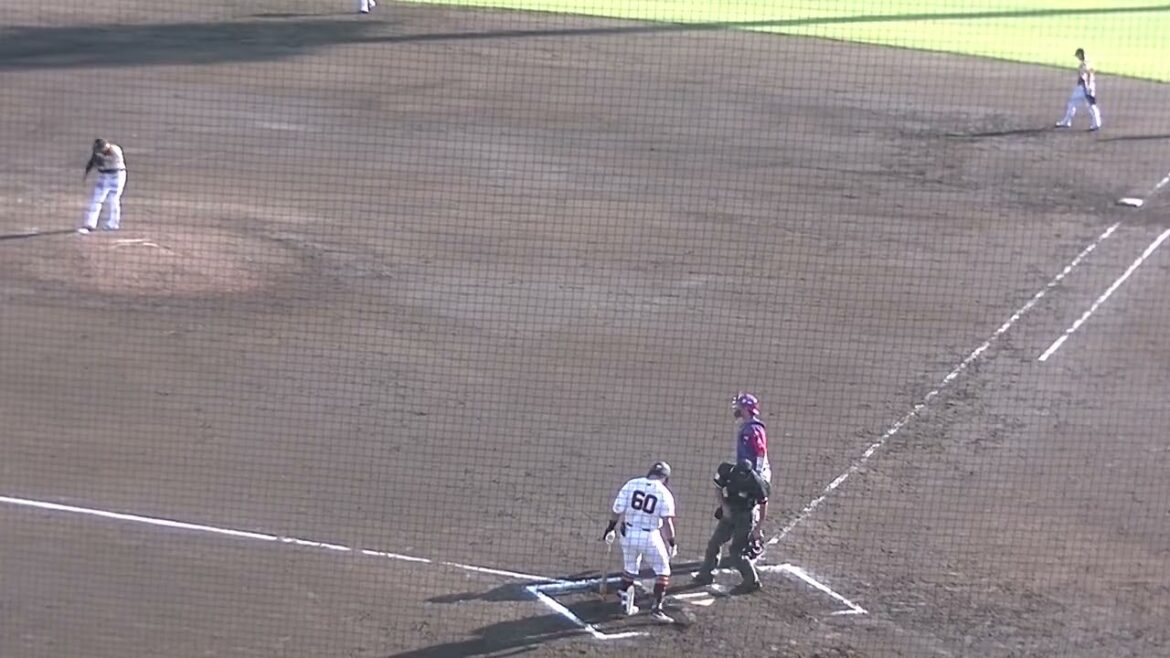 巨人 菊田拡和を三振に取る栃木ゴールデンブレーブス竹本徹（2024年9月12日 読売ジャイアンツ3軍 対 BCL選抜）