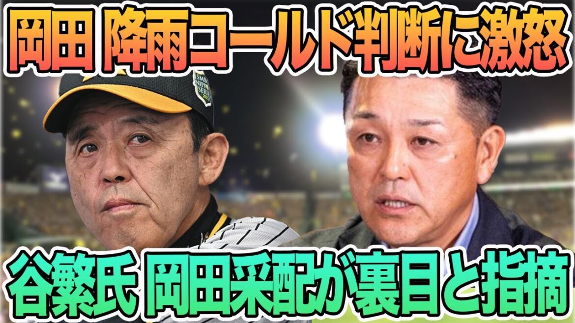 【岡田監督降雨コールド判断に激怒】谷繁氏岡田采配が裏目と指摘　＃阪神　＃阪神タイガース  #岡田監督 　#森下翔太    ＃一問一答　#佐藤輝明　＃ホームラン　＃降雨コールド　＃谷繁　＃若旦那
