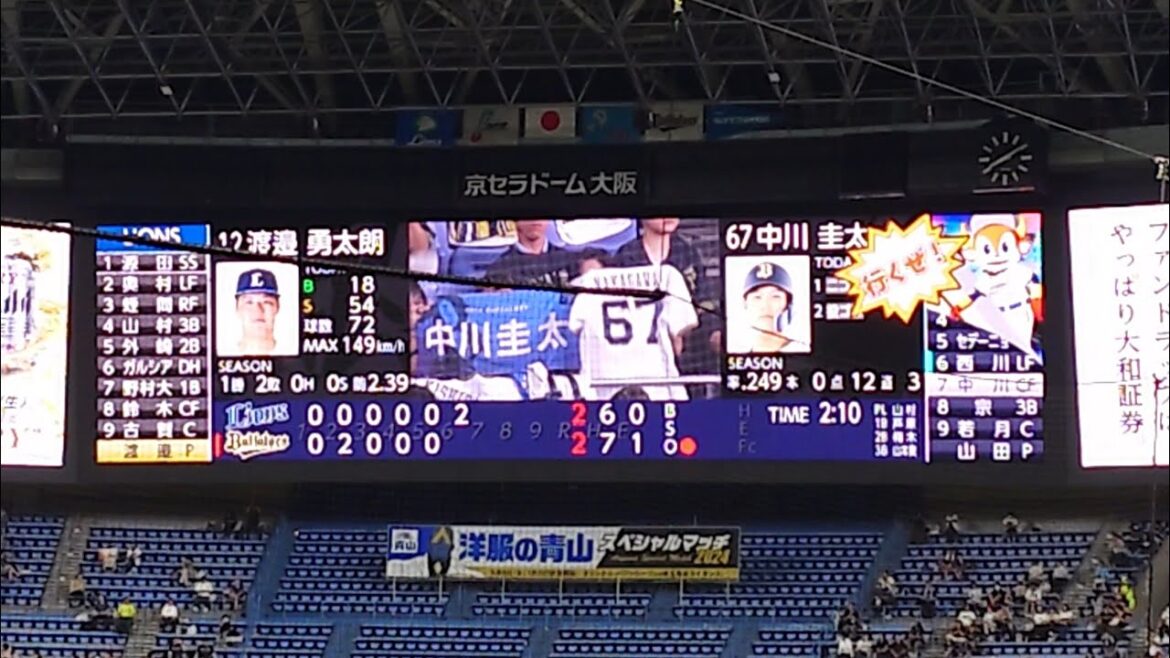 中川圭太 選手 ｢JUNG KOOK  Never Let Go｣ 奇数打席 登場曲 オリックス･バファローズ 選手 ビジョン映像 @ 京セラドーム 2024 Bs夏の陣