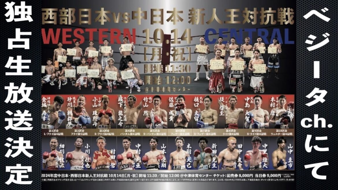 【配信決定】中日本・西部日本新人王対抗戦【注目の試合をチェック】