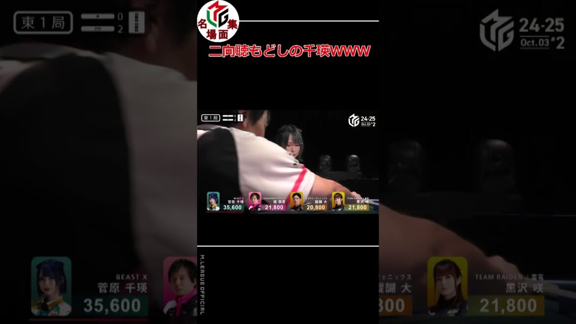 【Mリーグ/麻雀】二向聴もどしの千瑛ＷＷＷ【日吉辰哉】 #Shorts
