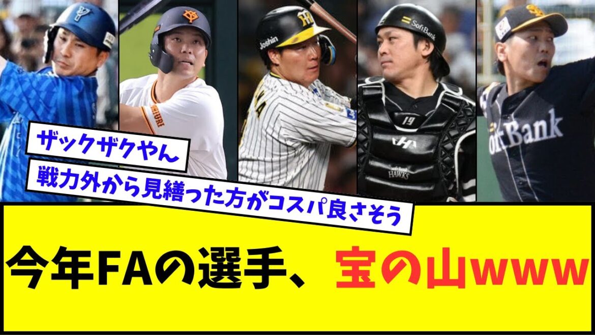 【宣言するのは誰？】2024年FAの選手、宝の山wwwww【なんJ反応】【2chスレ】【5chスレ】【プロ野球反応集】