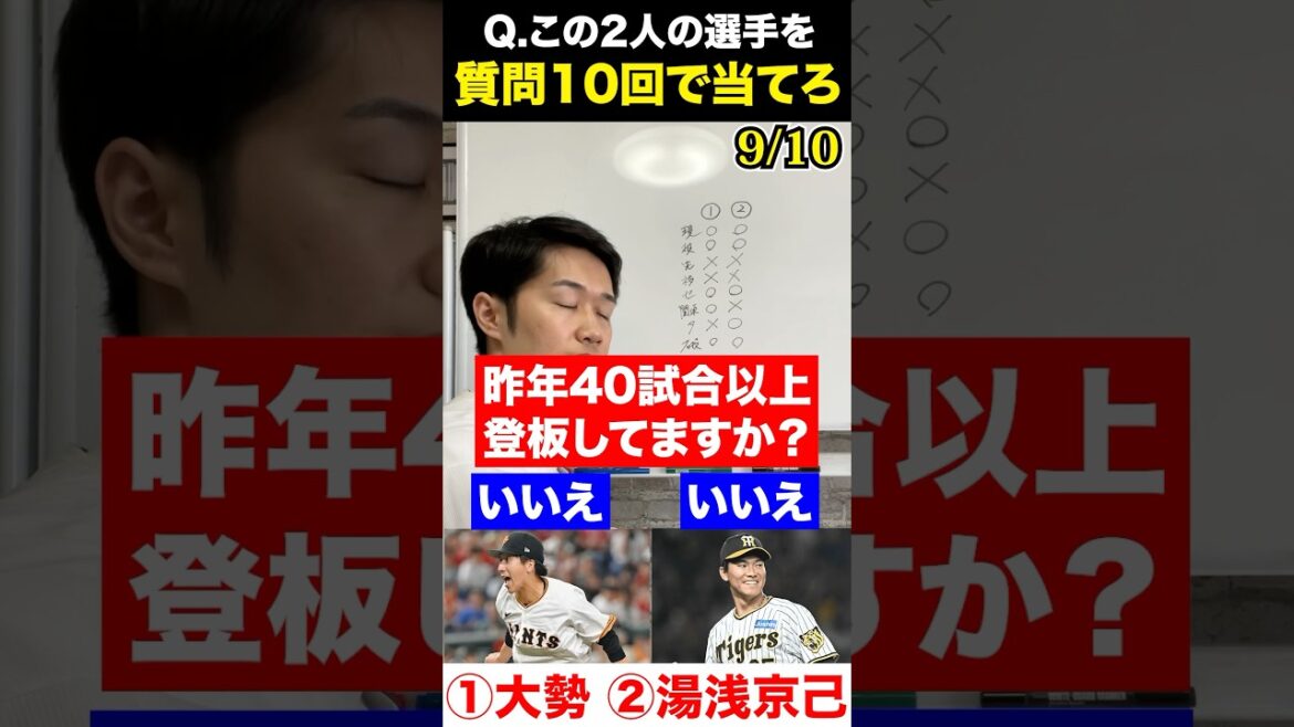 プロ野球アキネーター #大勢 #湯浅京己  #プロ野球 #アキネーター
