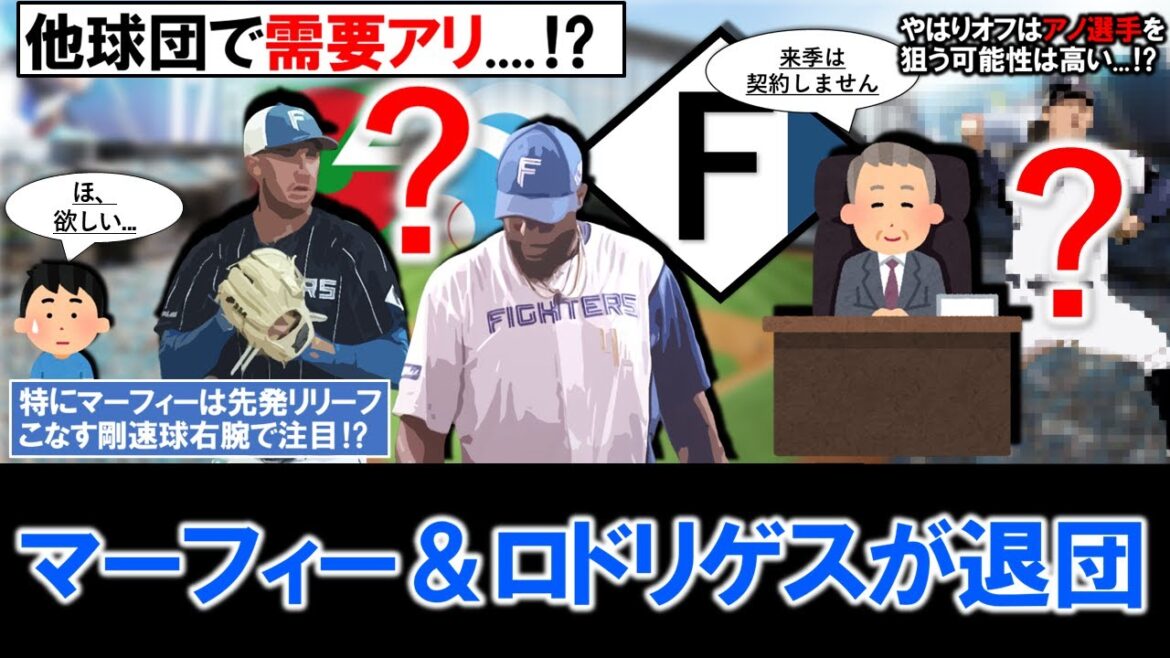 【他球団で需要も...！？】日本ハム助っ人『Ｐ.マーフィー』＆『Ｂ.ロドリゲス』が退団と報道！マーフィーは先発リリーフ共にこなす剛速球右腕で今季防御率３点台と各球団注目！さらにオフはアノ選手を狙う！？