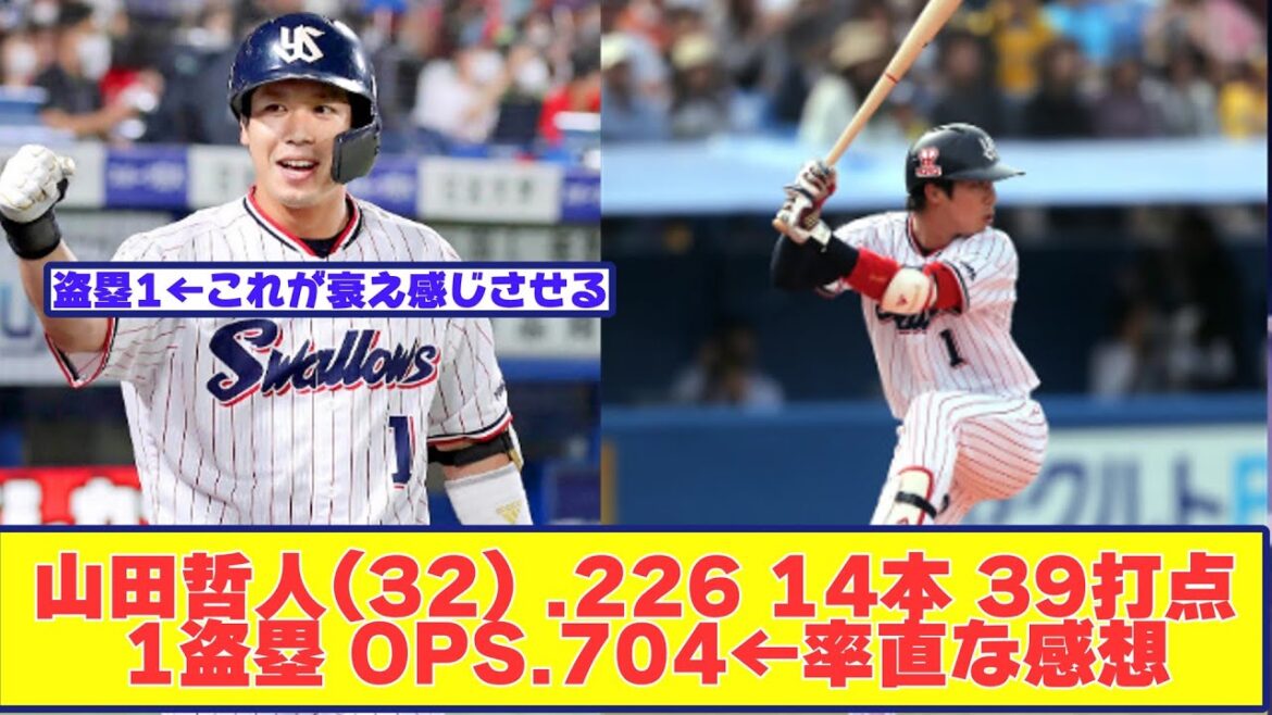 山田哲人(32) .226 14本 39打点 1盗塁 OPS.704←率直な感想【なんJ野球反応まとめ】