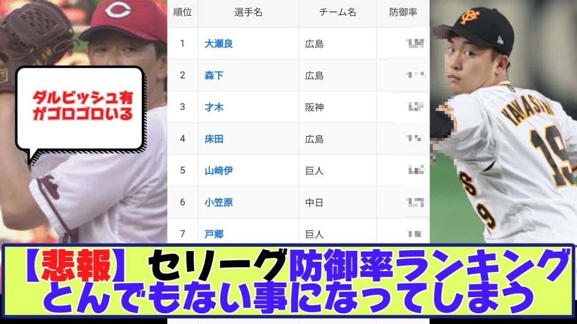 【悲報】セリーグ防御率ランキング、とんでもない事になってしまうに対するファンの反応集【なんJ野球反応まとめ】
