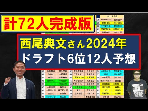 2024年ドラフト6位12人予想【計72人西尾典文さん完全版】 2024年ドラフト6位12人予想【計72人西尾典文さん完全版】