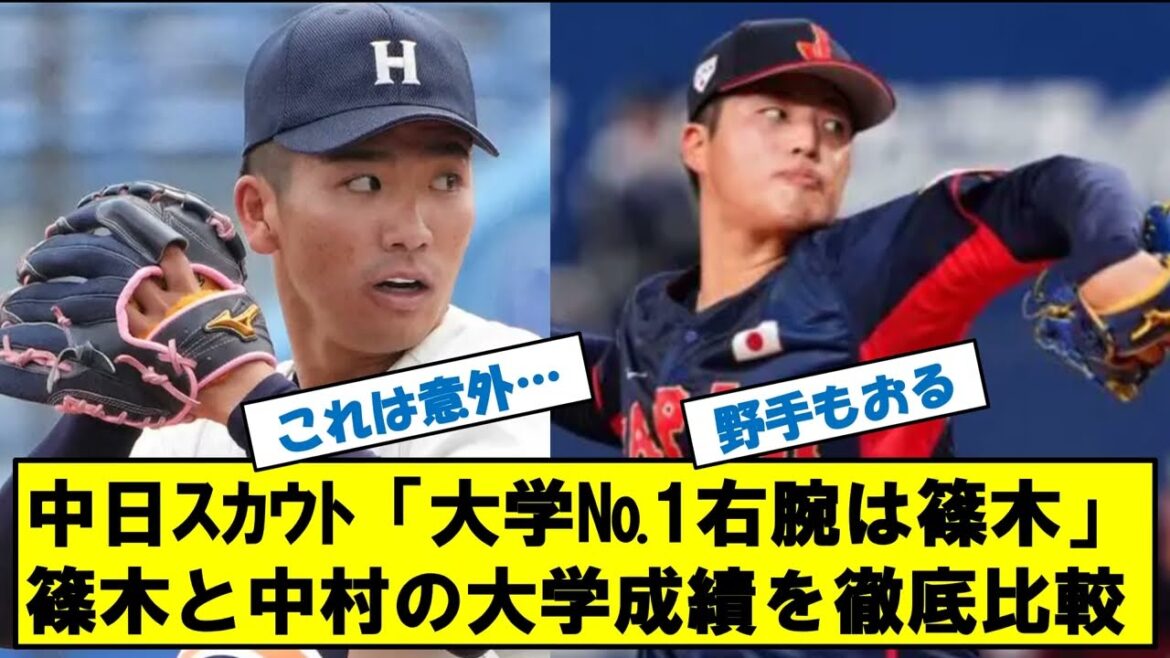 中日ドラゴンズ　米村SD「大学生右腕№1は篠木」　中村と成績を徹底比較！！