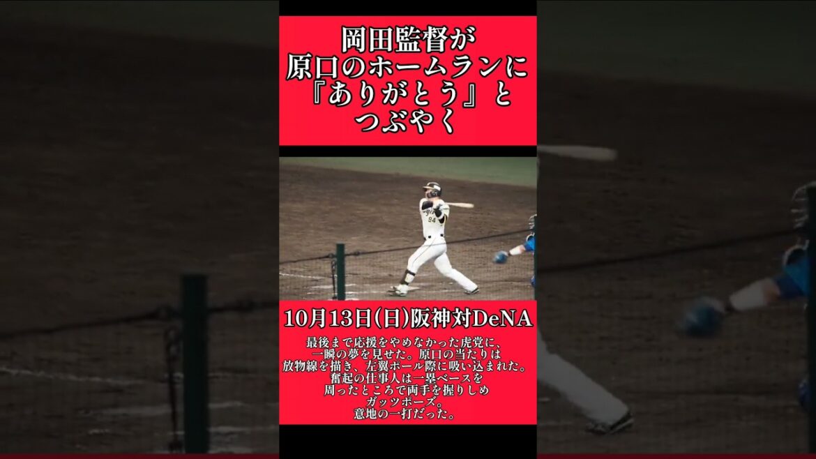 【阪神】岡田監督が最終回の原口のホームランで『ありがとう』とお礼！ #阪神 #阪神タイガース #岡田彰布 #原口文仁  #shorts