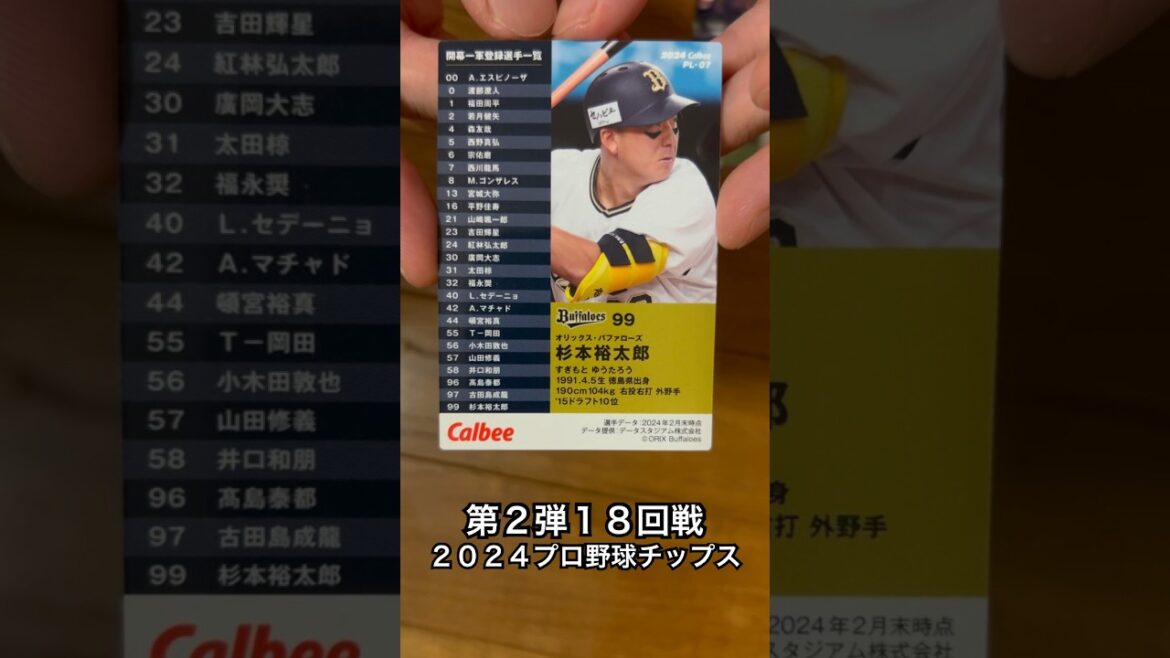 【2024プロ野球チップス第2弾】選手会長杉本裕太郎・丸佳浩｜オリックスバファローズ・読売ジャイアンツ【開封動画】 #shorts