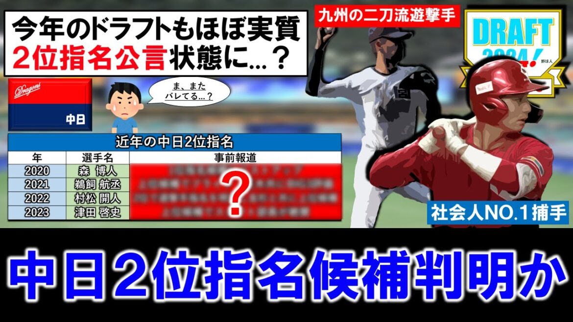 【今年も２位はほぼ公言...？】中日が社会人ＮＯ.１捕手の日本生命『石伊 雄太』＆二刀流遊撃手の宮崎商業『中村奈一輝』らを上位候補にリストアップ！１位は投手濃厚も２位指名は彼ら中心に野手になる..！？