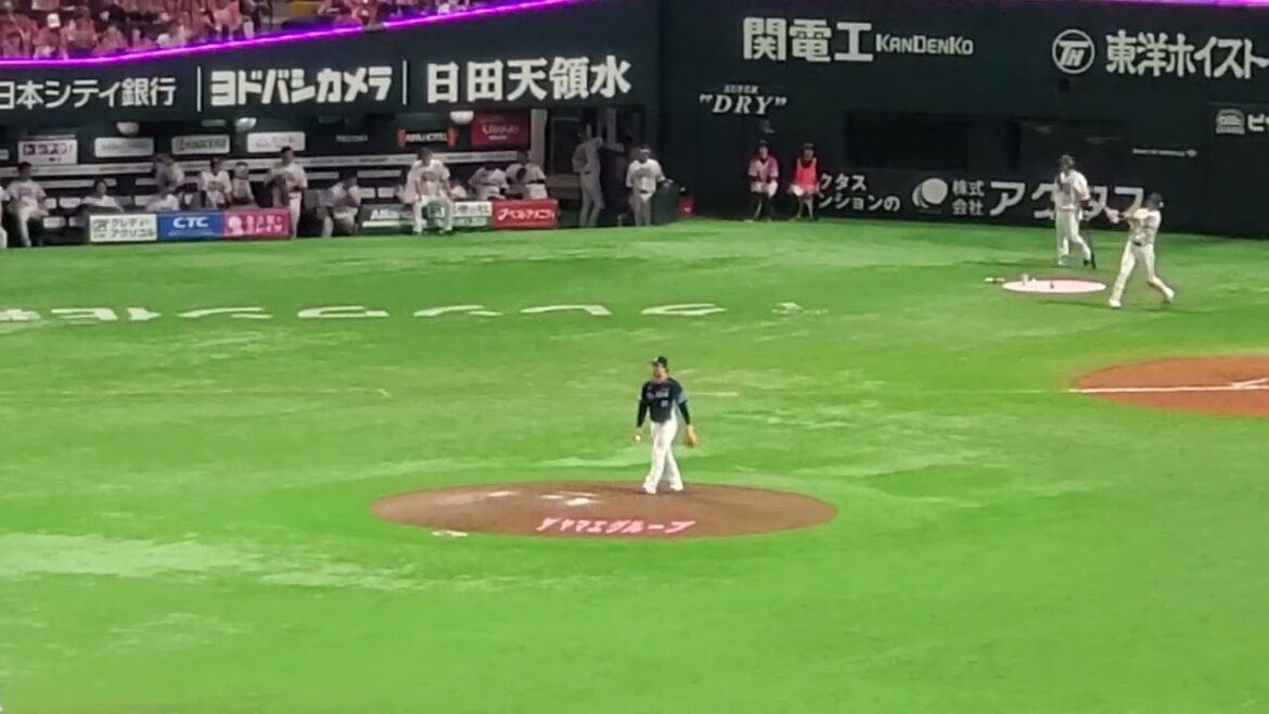 20240518　松本航が登板　8回ｳﾗ　埼玉西武ﾗｲｵﾝｽﾞ@みずほPayPayﾄﾞｰﾑ福岡･外野ﾚﾌﾄ ﾋﾟﾝｸﾌﾙﾃﾞｰ