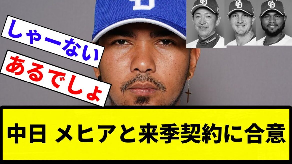 【同意してんねん！】中日 メヒアと来季契約に合意【反応集】【プロ野球反応集】