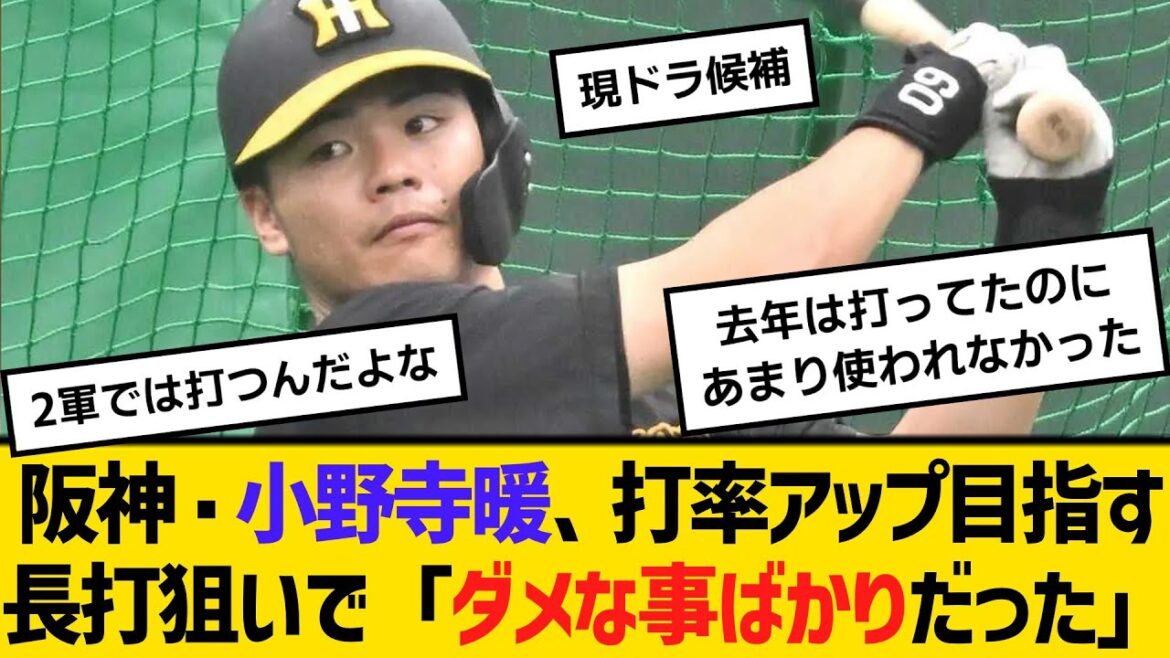 阪神・小野寺暖、打率アップ目指す！長打狙いで「ダメな事ばかりだった」　【ネットの反応】【反応集】