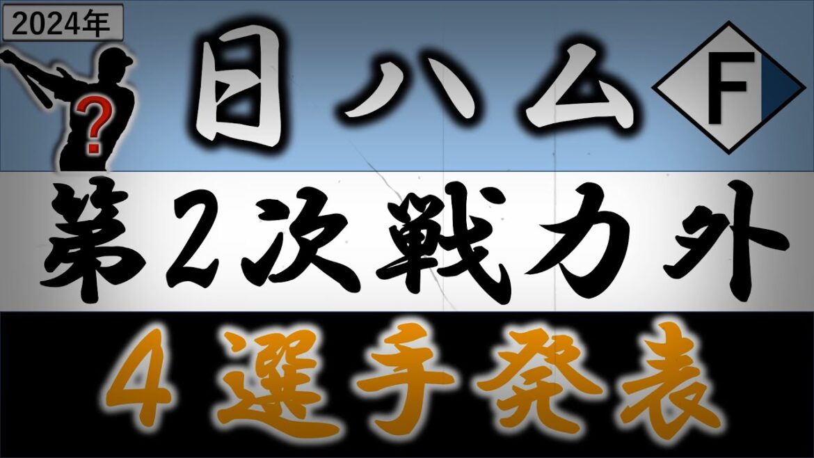 北海道日本ハムファイターズ【２０２４年・第二次戦力外発表】『江越大賀』『福田光輝』『黒木優太』らトレード移籍組がリリース＆高卒２年目『安西 叶翔』が育成落ちと計４選手がリリースに