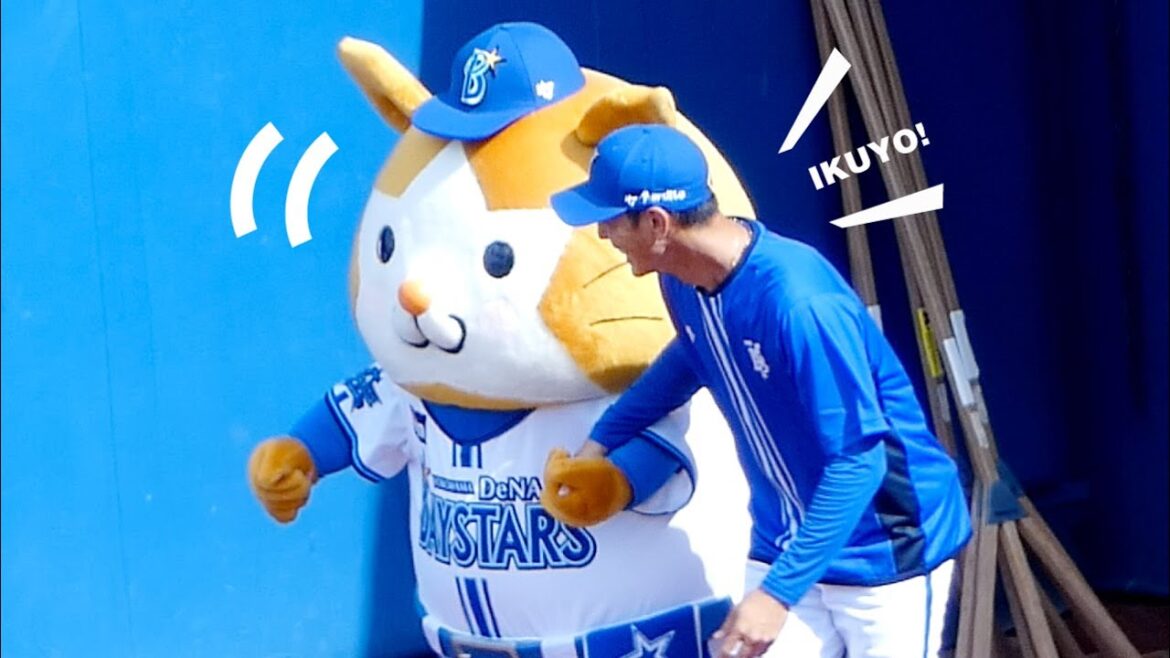 せーの！行くよ〜！スターマンと荒波翔さんなかよくダッシュ！🐹かわいすぎる〜！ 【横浜DeNAベイスターズ 2024/9/23】