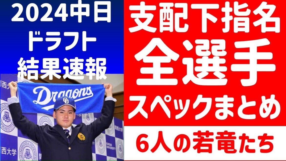 【神ドラフト】中日ドラフト指名結果速報【中日ドラゴンズ】2024ドラフト　金丸夢斗　吉田聖弥　森駿太　石伊雄太　高橋幸佑　有馬恵叶