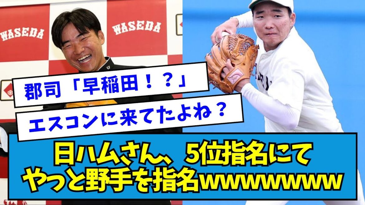 【守備専？】日ハムさん、5位指名にてやっと野手を指名wwwwwww【山県秀】【なんJ反応】