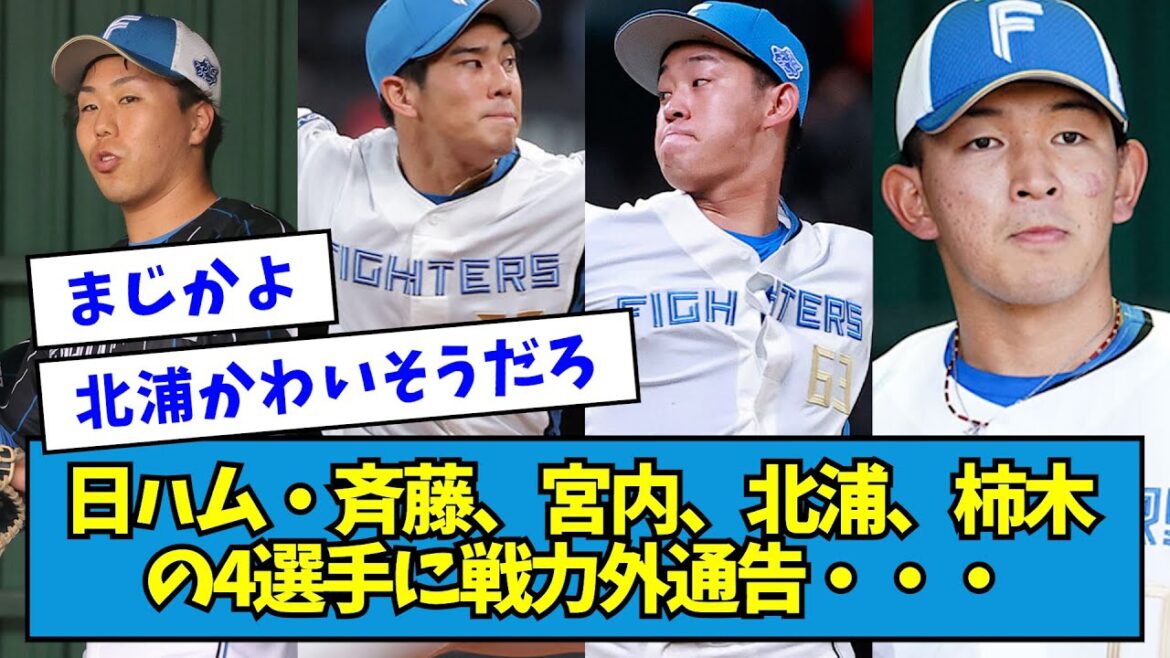【悲報】日本ハムが柿木蓮、宮内春輝、北浦竜次、齊藤伸治に戦力外通告【なんJ反応】 【悲報】日本ハムが柿木蓮、宮内春輝、北浦竜次、齊藤伸治に戦力外通告【なんJ反応】