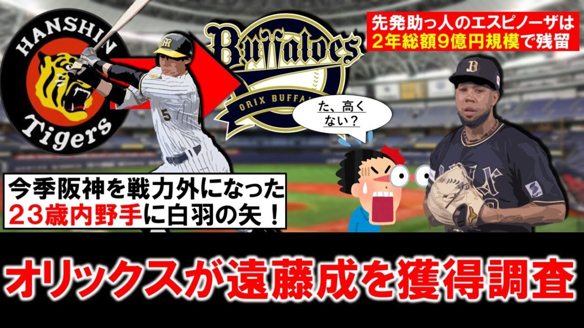 【来季に向け動きが！】オリックスが阪神戦力外の『遠藤成』を獲得調査！今季ウエスタンで最高出塁率のタイトル受賞の好素材と育成契約へ！さらに先発助っ人『エスピノーザ』とは２年総額９億円規模の大型契約も！？