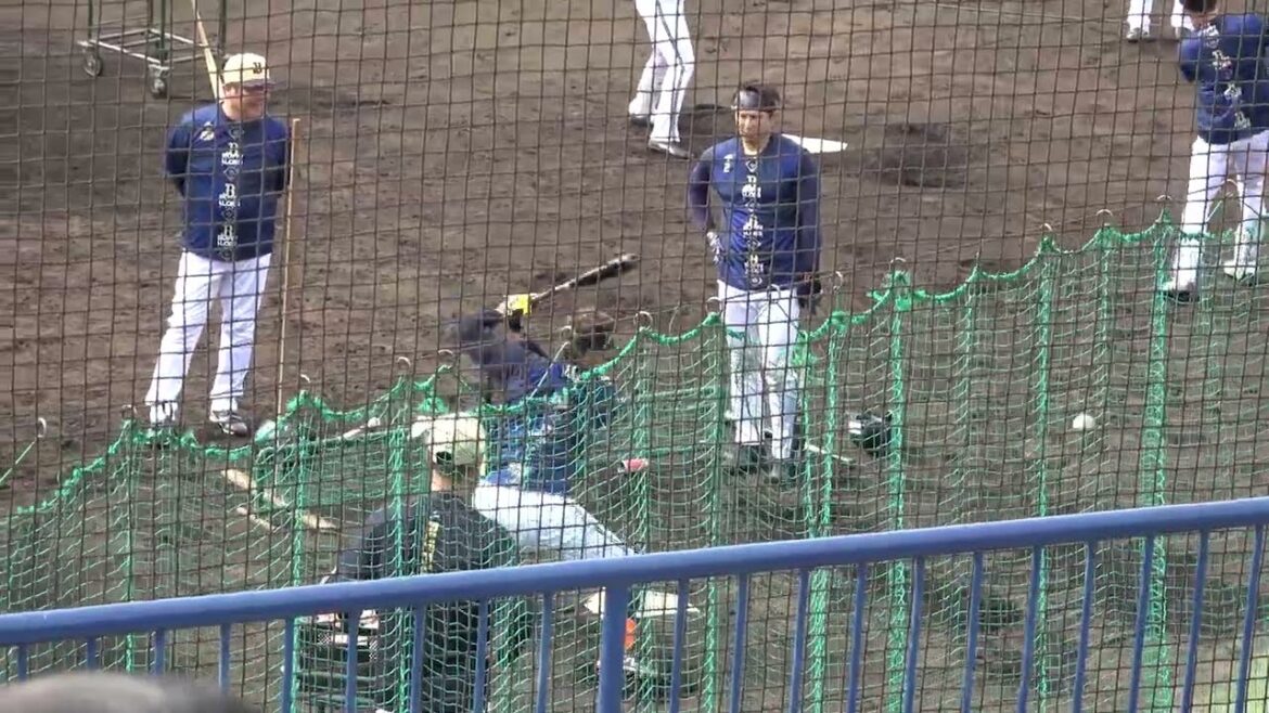 【秋季練習】けっこうキツそうな股割りティーバッティング