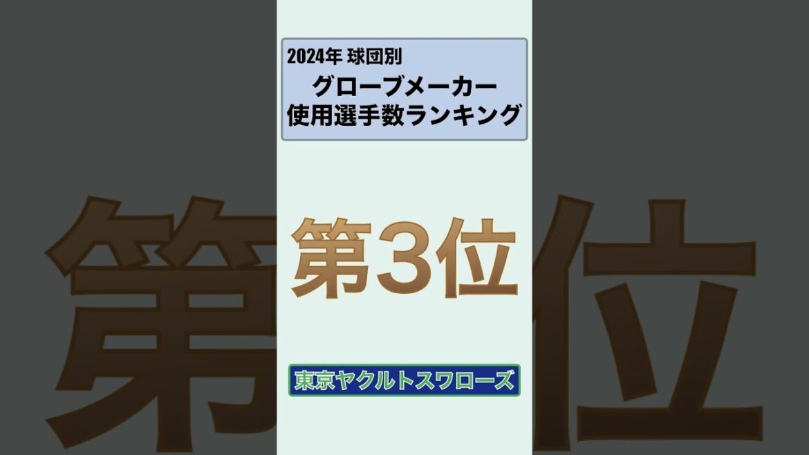 2024年東京ヤクルトスワローズグローブメーカー使用選手数ランキング #東京ヤクルトスワローズ #ヤクルト #スワローズ #プロ野球 #グローブ #ランキング