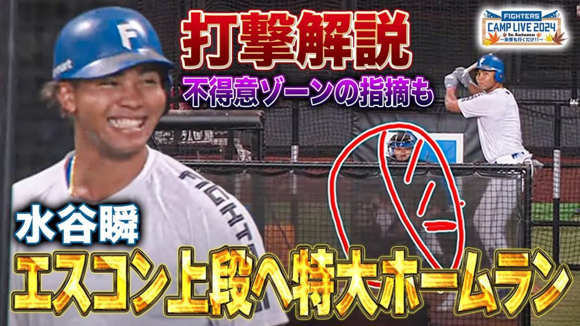ファウルポール直撃でニコニコ！シンデレラボーイ水谷瞬 得意ゾーンのバッティング解説＜11/2ファイターズ秋季キャンプ2024＞