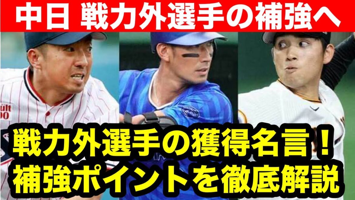 【中日 戦力外選手獲得へ】他球団戦力外は宝の山 井上監督戦力外選手の獲得明言！補強ポイントを徹底解説