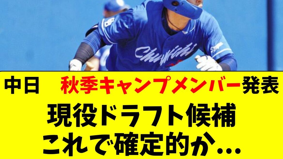 【中日】秋季キャンプメンバー発表！現役ドラフトが確定的？