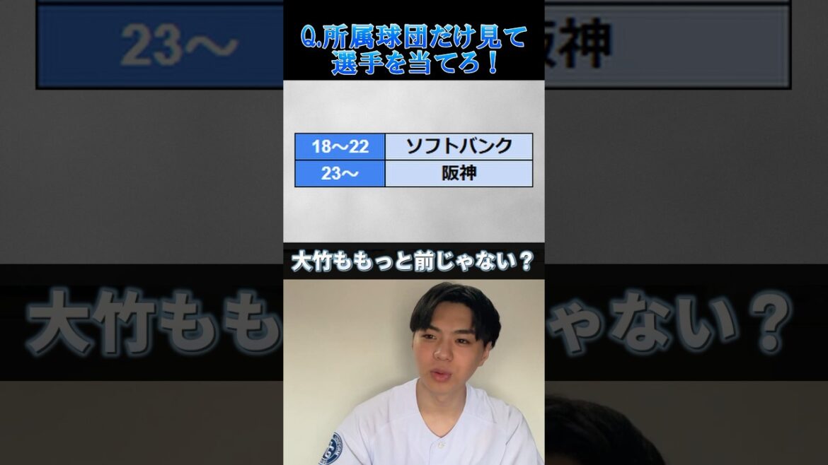 【プロ野球クイズ】球団だけ見て選手を当てろ！ #プロ野球 #メジャーリーグ #阪神タイガース #福岡ソフトバンクホークス