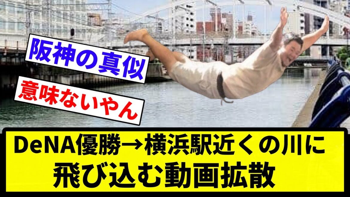 【阪神の真似や】DeNA優勝→横浜駅近くの川に飛び込む動画拡散　警察は「やめて」、水質は...？ 【プロ野球反応集】【1分動画】【プロ野球反応集】