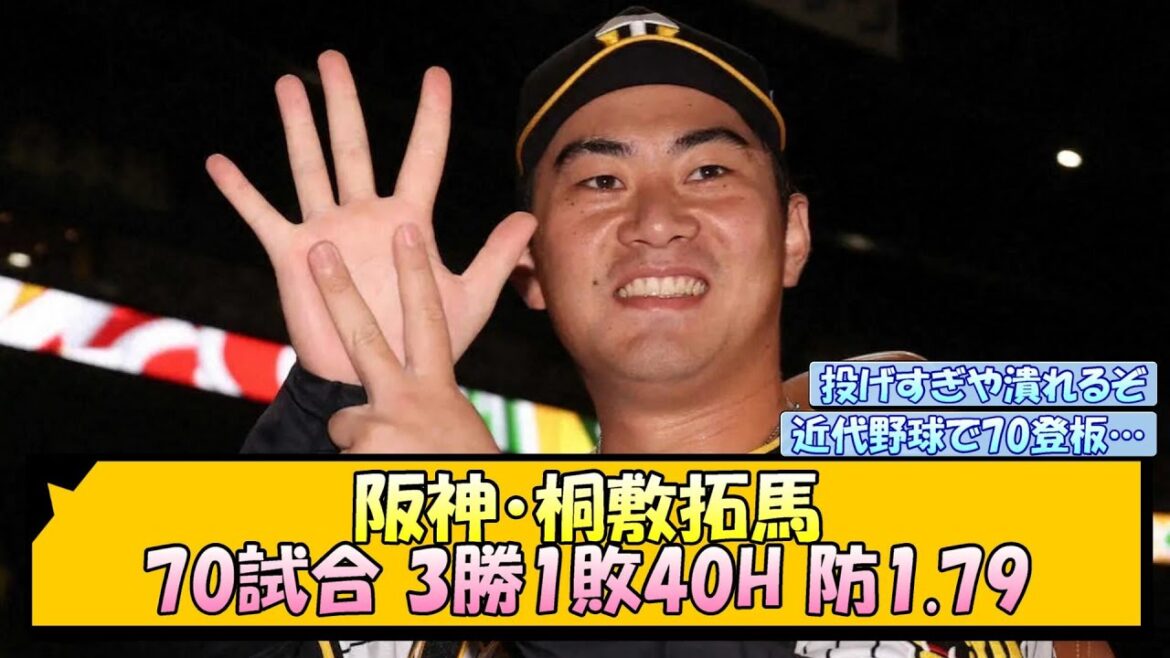 阪神・桐敷拓馬 70試合 3勝1敗40H 防1.79【なんJ/2ch/5ch/ネット 反応 まとめ/阪神タイガース/藤川球児】