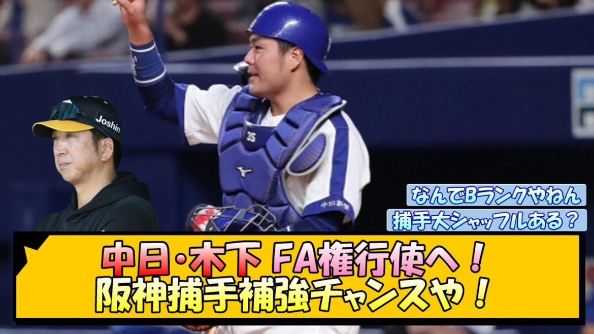 中日・木下 FA権行使へ！阪神捕手補強チャンスや！【なんJ/2ch/5ch/ネット 反応 まとめ/阪神タイガース/藤川球児】