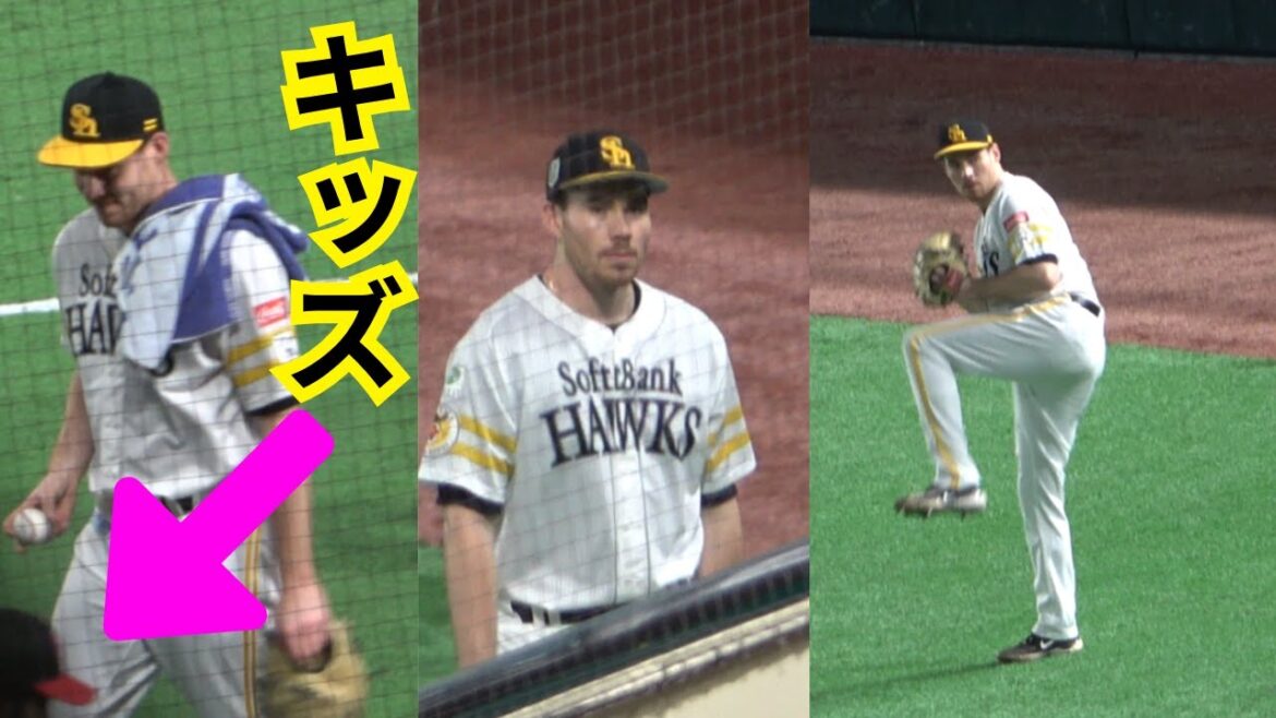 スチュワートジュニアの入念すぎる試合前ルーティン＆ファンサービス【日本シリーズ：福岡ソフトバンクホークス対横浜DeNAベイスターズ】CARTER STEWART, JR.