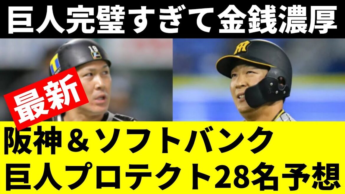 【阪神大山】巨人プロテクト28名と人的補償を予想！完璧すぎて阪神は人的補償を選択か？SBは捕手を選ぶ可能性も【ソフトバンク甲斐】