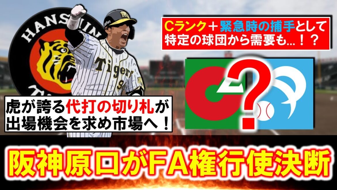 【Ｃランク＆緊急時の捕手は魅力！？】阪神『原口 文仁』が国内ＦＡ権行使を決断へ！近年は代打の切り札としてチームに貢献してきたが出場機会を求め移籍を目指す！