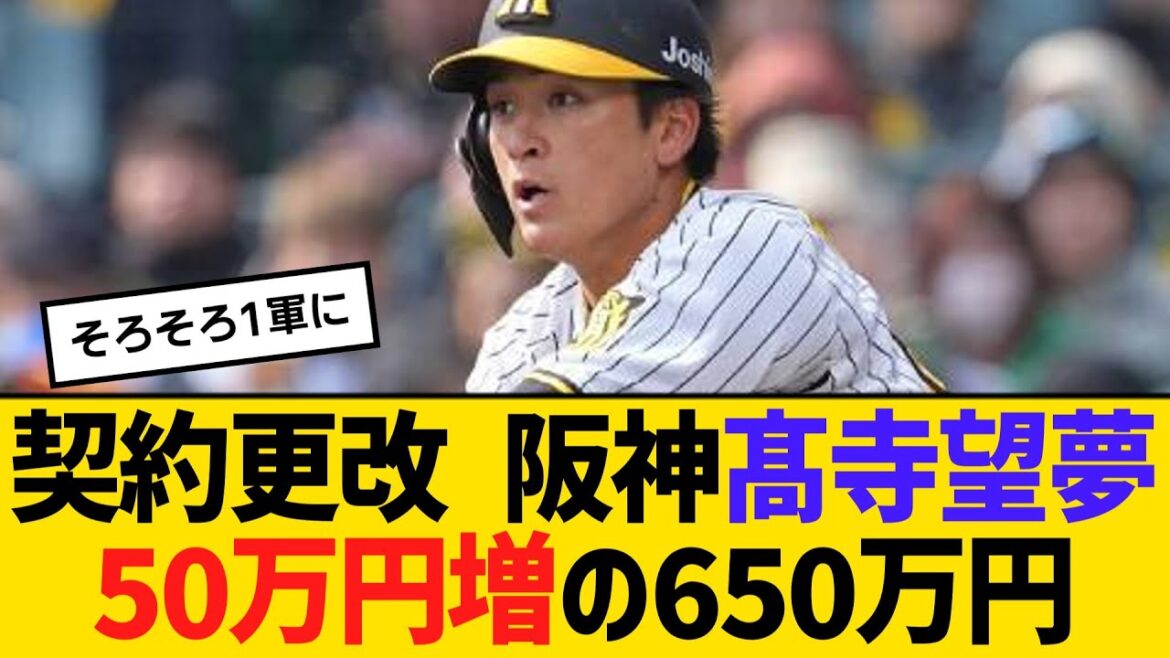 契約更改 阪神・髙寺望夢、50万円増の650万円でサイン　【ネットの反応】【反応集】