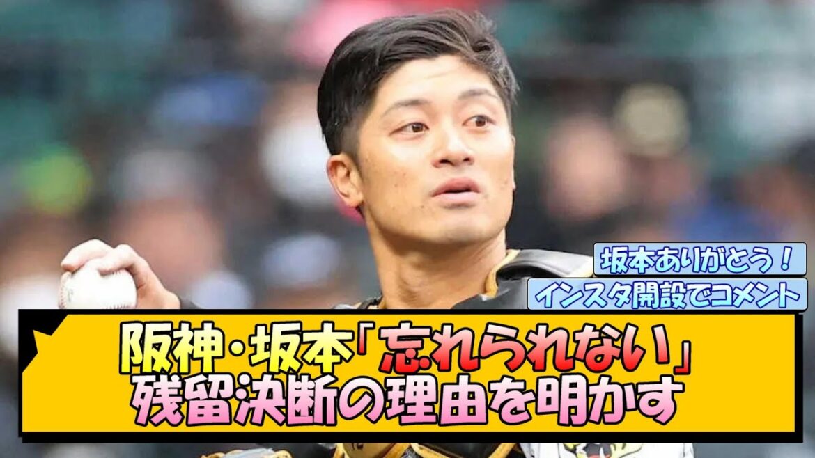 阪神・坂本「忘れられない」残留決断の理由を明かす【なんJ/2ch/5ch/ネット 反応 まとめ/阪神タイガース/藤川球児】