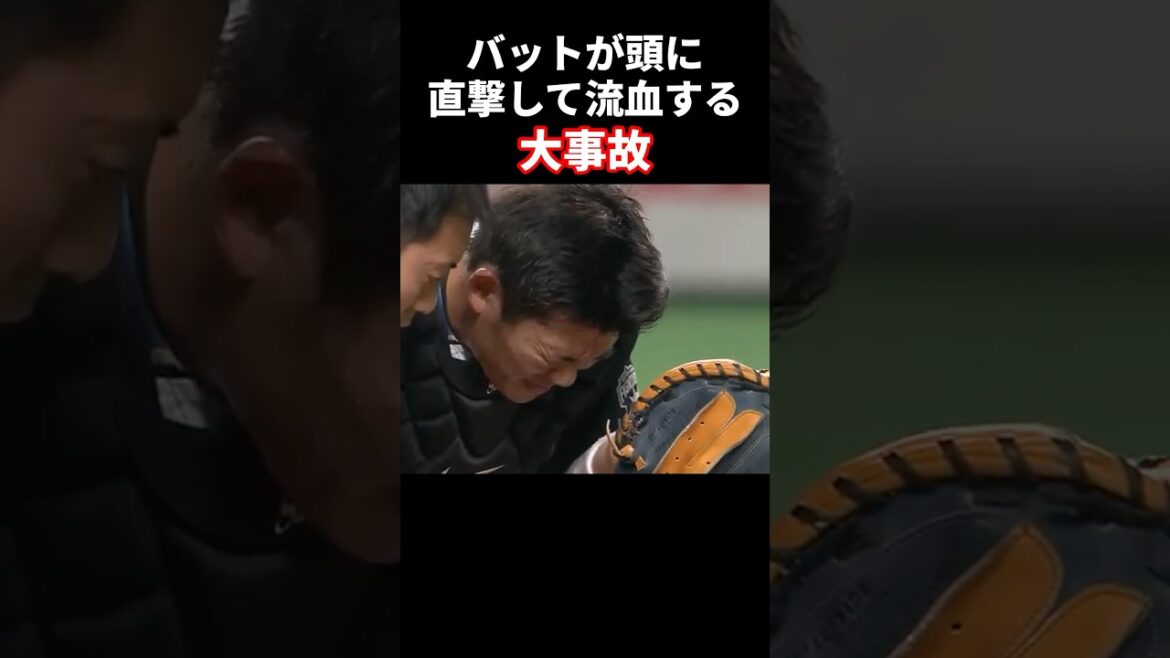 バットが頭に当たった音がやばい、、、#プロ野球