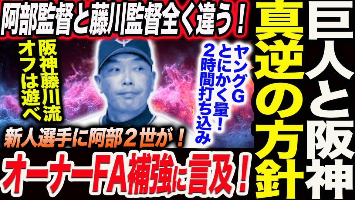 阿部監督と藤川監督全く違う！巨人と阪神真逆の方針！新人選手に阿部２世が！オーナーFA補強に言及！読売巨人軍 ジャイアンツ 巨人 GIANTS 阿部監督