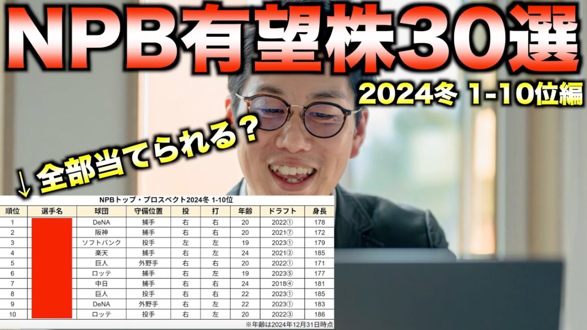 【プロ野球新時代】2024冬のNPBプロスペクトランキングTOP30!次世代のスター候補は誰だ?【1~10位編】 【プロ野球新時代】2024冬のNPBプロスペクトランキングTOP30!次世代のスター候補は誰だ?【1~10位編】