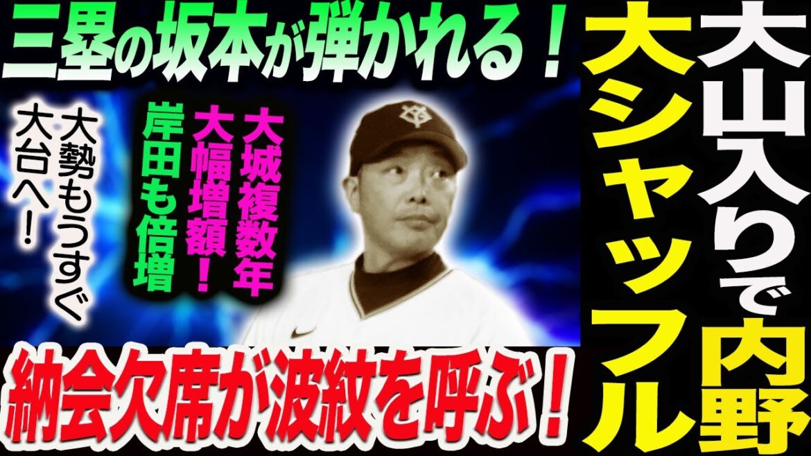 大山巨人入りで内野が大シャッフル！三塁の坂本が弾かれる！納会欠席が波紋を呼ぶ！大城複数年大幅増額！岸田も倍増！大勢もうすぐ大台へ！新日本プロレス njpw  njwtl njwk19