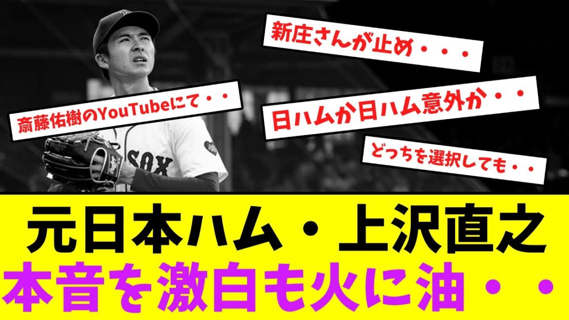 元日本ハム・上沢直之、本音を激白も火に油・・【なんJなんG】【2ch5ch】