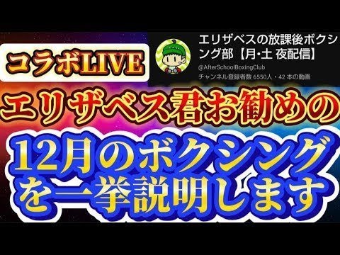 【コラボLIVE】12月のボクシングをエリザベス君が説明します。 【コラボLIVE】12月のボクシングをエリザベス君が説明します。