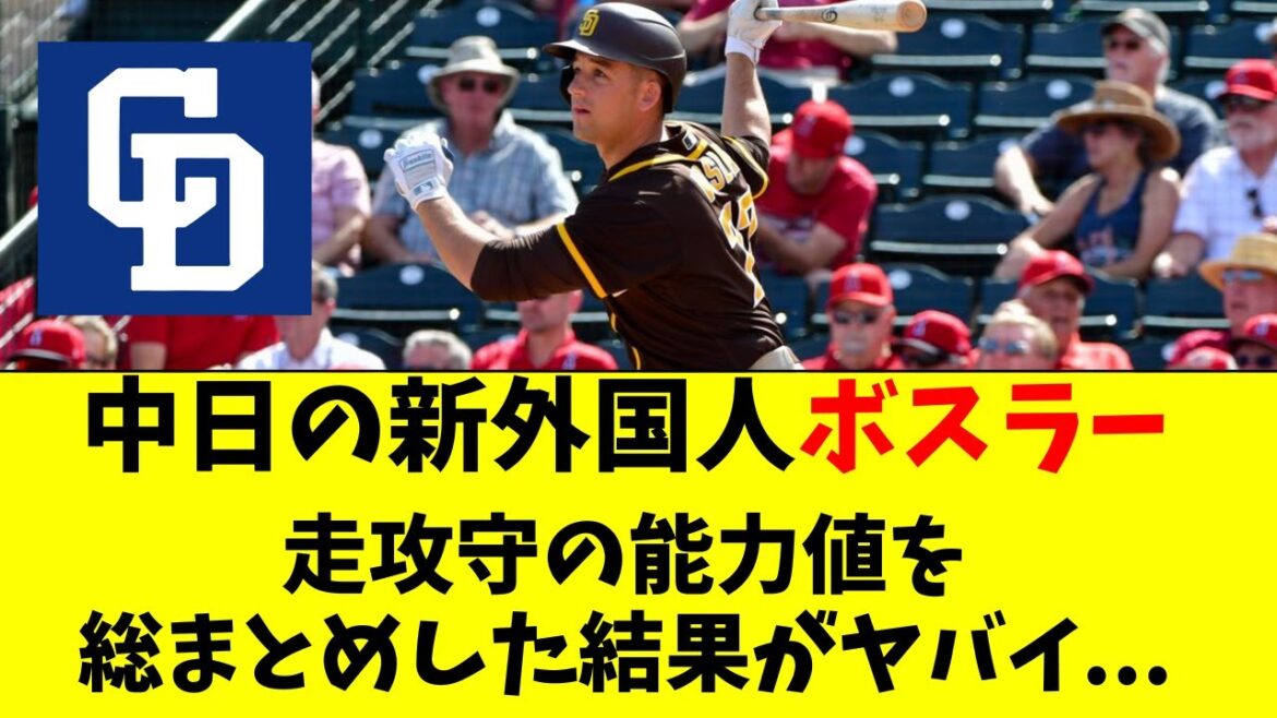 【中日】新外国人ボスラーの走攻守の能力をガチ分析した結果
