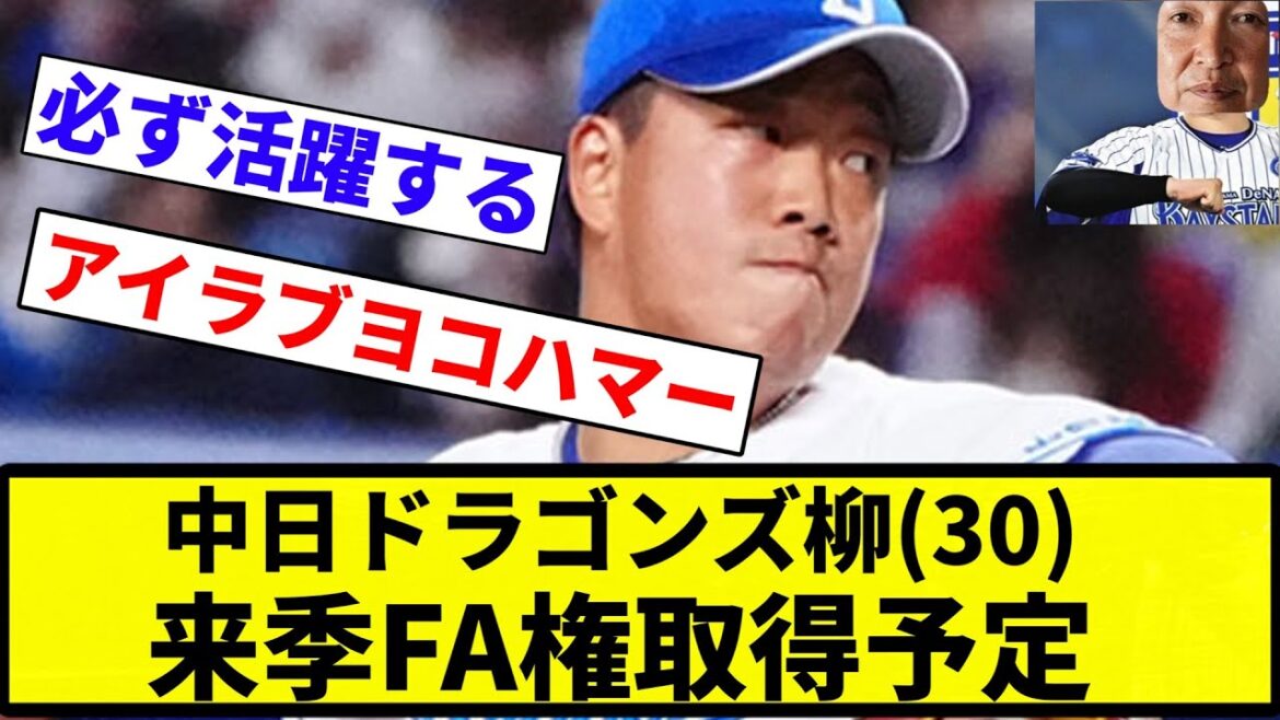 【お前横浜だったな】中日ドラゴンズ柳(30)、来季FA権取得予定【プロ野球反応集】【プロ野球反応集】